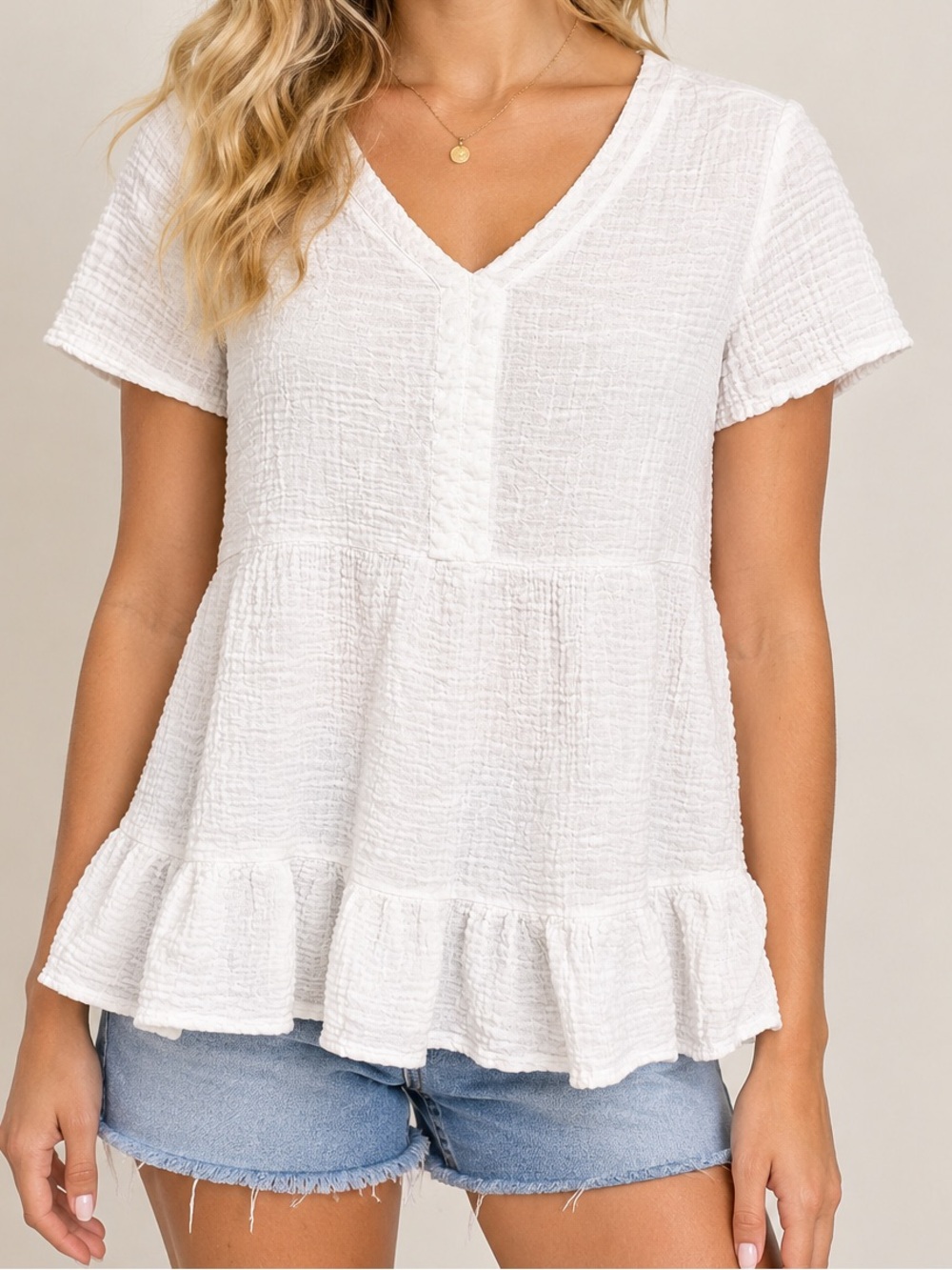 Beachlunchlounge crinkle cotton gauze peplum blouse